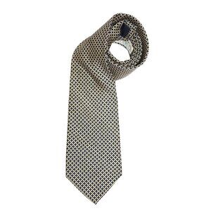 Drakes London Tie Handmade For Barneys NY Print Blue White & Yellow Silk Print
